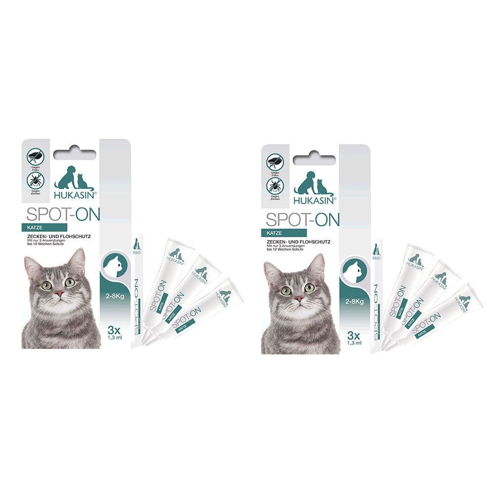 HUKASIN® Spot On Chat - Protection contre les tiques et les puces 2x3x0,7 ml Ampoule(S)