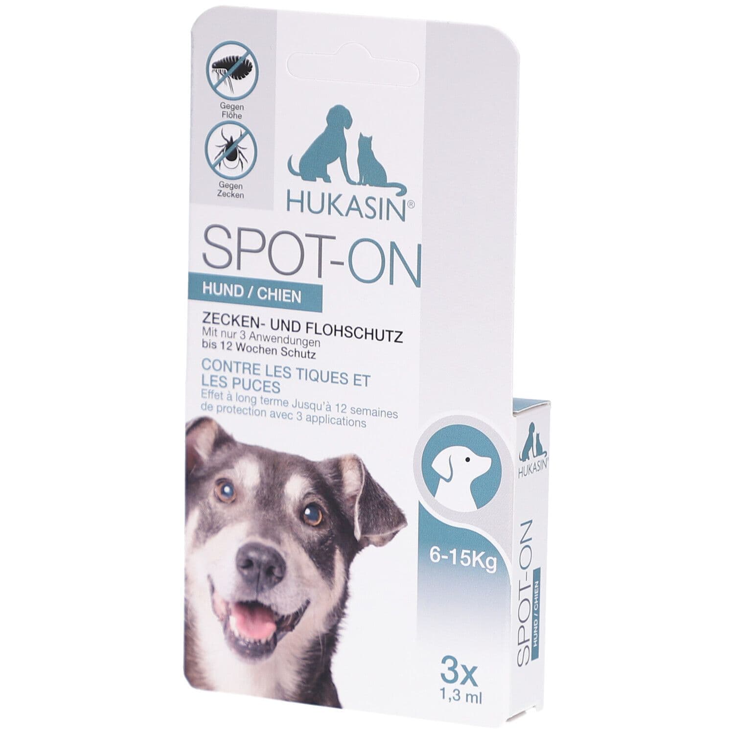 HUKASIN® Spot On Chien - Protection contre les tiques et puces Ampoule(S) 3x1,3 ml