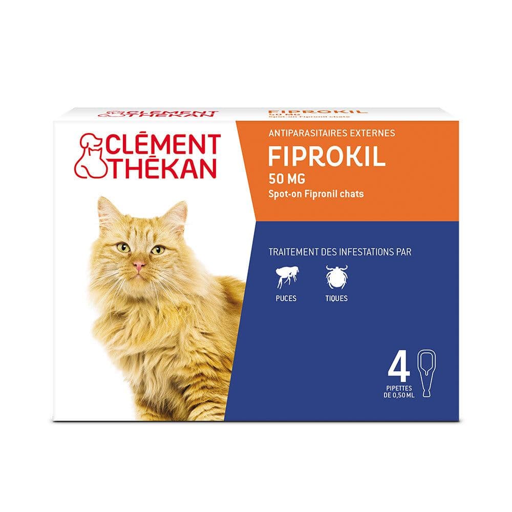 Clément Thékan Anti-Puces et Anti-Tiques pour Chat - Elimine les parasites 4 Pipettes Spot On Pipette(S) Unidose(S) pc(s)