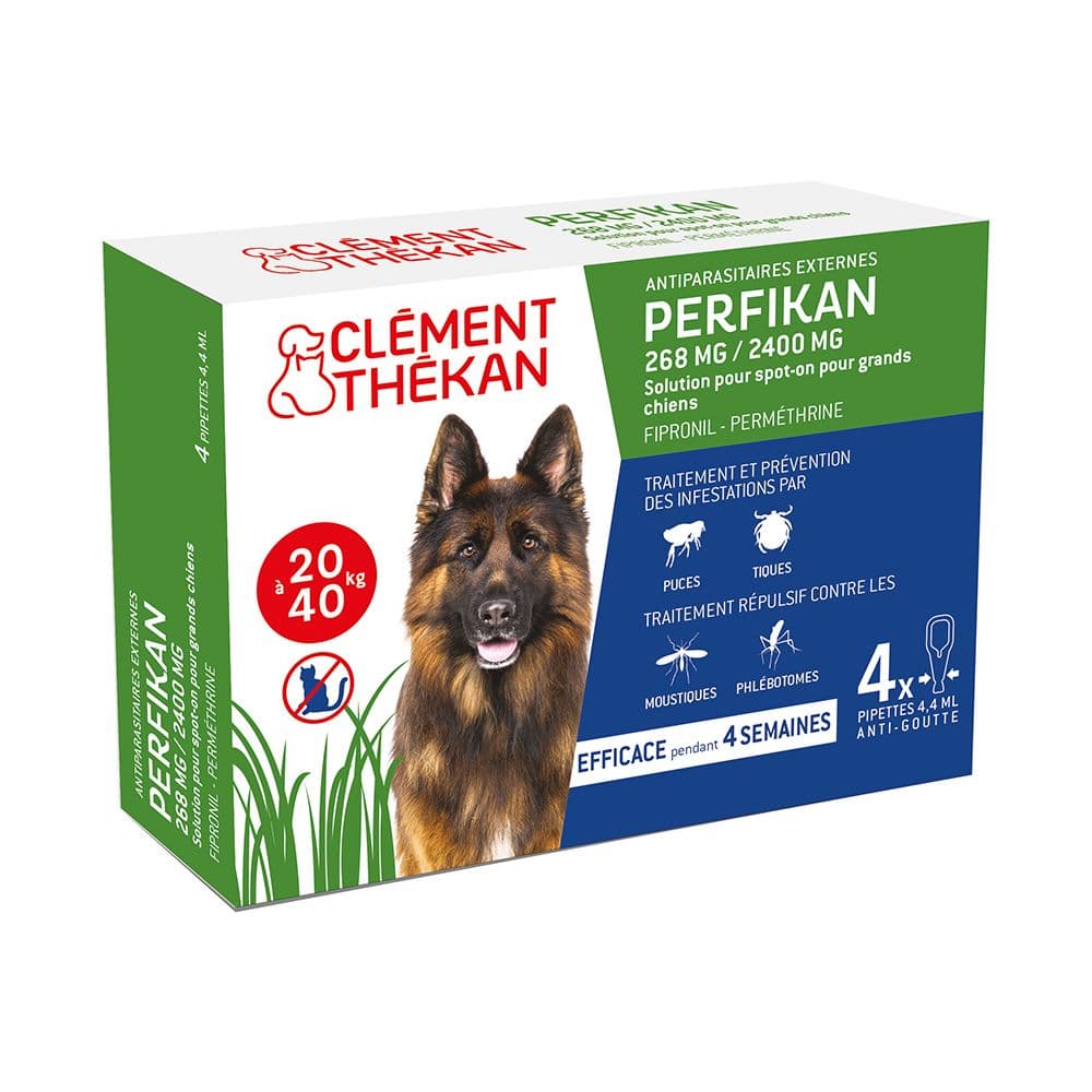 Clement Thekan Anti-Puces Anti-Tiques Chien 20-40kg 4 Pipettes 4 pc(s) Pipette(S) Unidose(S)