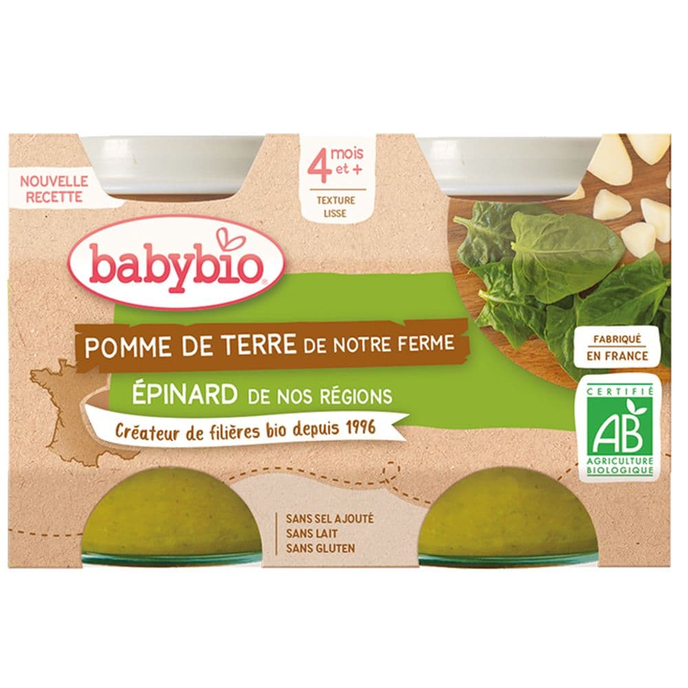 Babybio POMME DE TERRE DE NOTRE FERME EPINARD DE NOS RÉGIONS dès 4 mois 260 g Aliment
