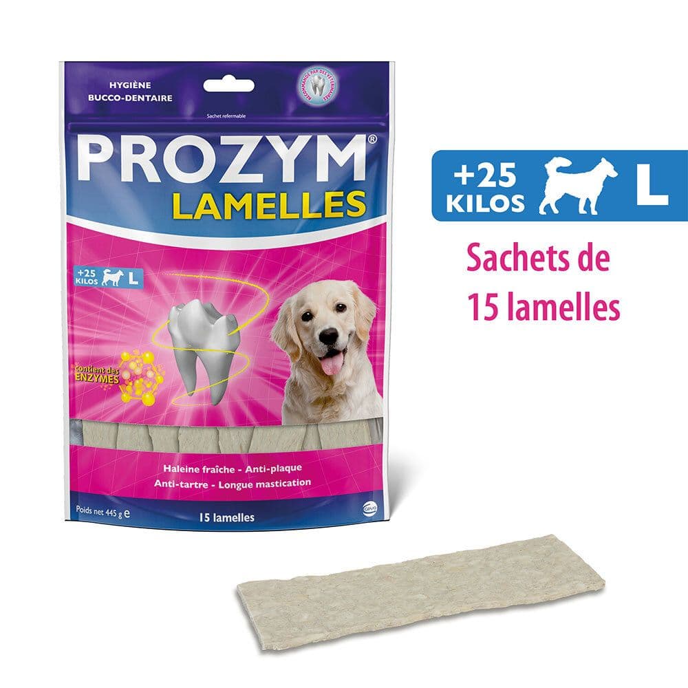 PROZYM Lamelles pour Chiens - Soin Dentaire à mâcher - N°1 chez Les vétérinaires - Haleine fraîche - Anti-tartre - Anti-Plaque - Gencives