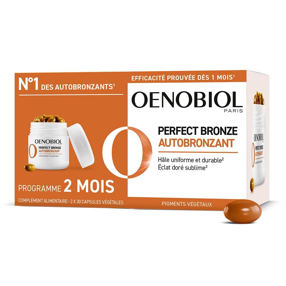 OENOBIOL PERFECT BRONZE AUTOBRONZANT - Efficace Dès Le 1er Mois Sans Soleil - Concentration De 5 Pigments 100% D'Origine Végétale - Complément