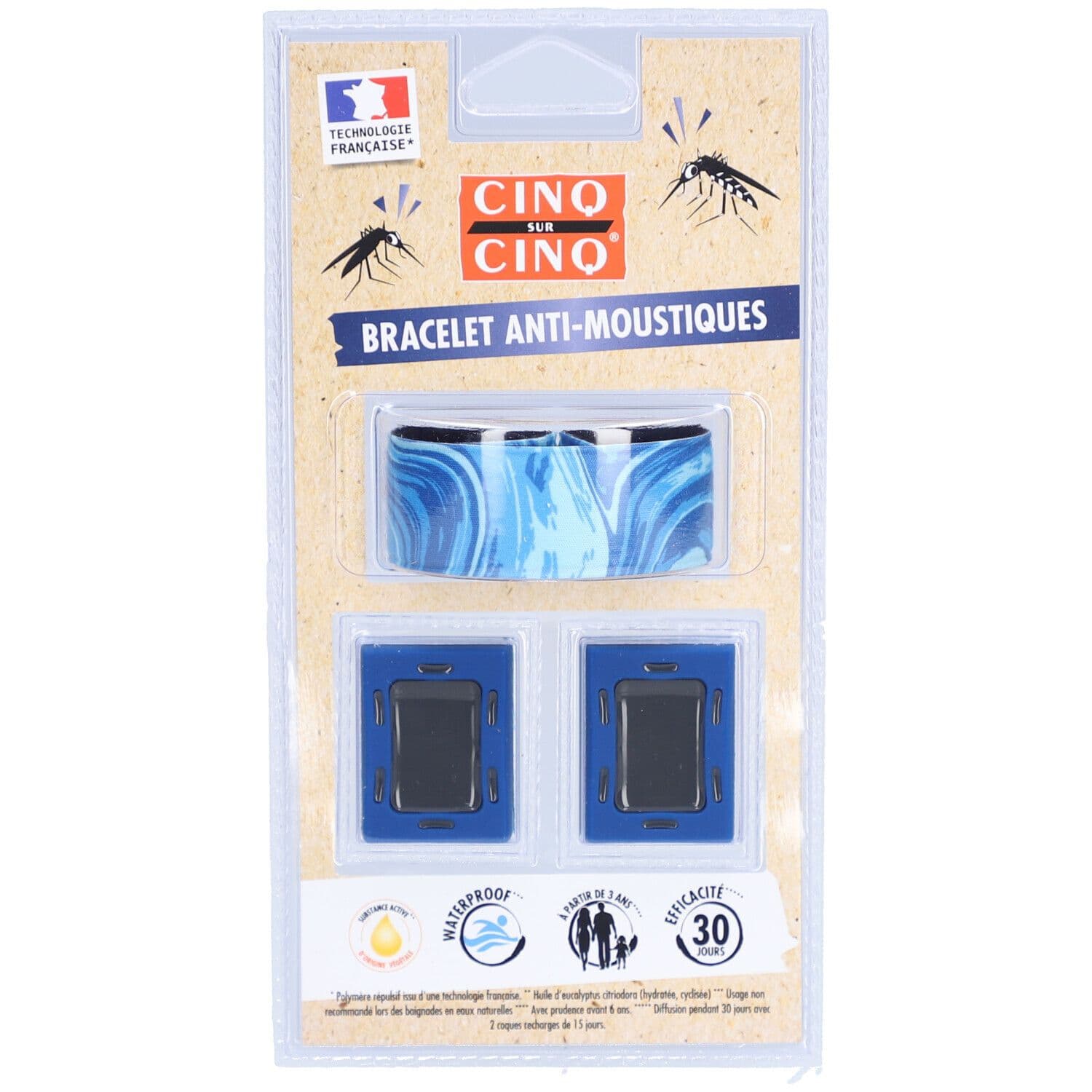 CINQ SUR CINQ Bracelet Anti-Moustiques Motif Bleu 1 pc(s) Bracelet