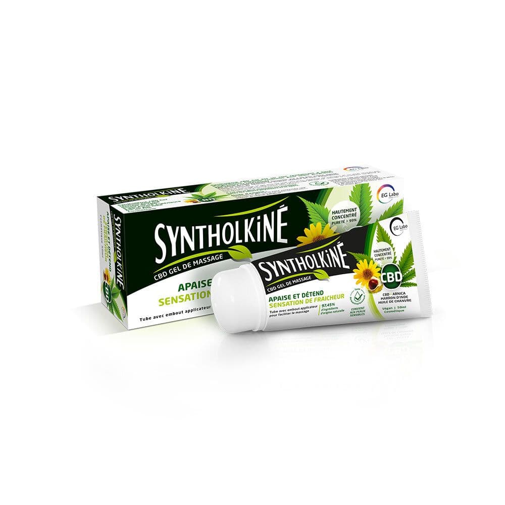 Syntholkiné Gel de massage CBD - Apaise et Détend les tensions musculaires -Dès 12 ans - Tube de 50 ml 50 ml Gel(S)