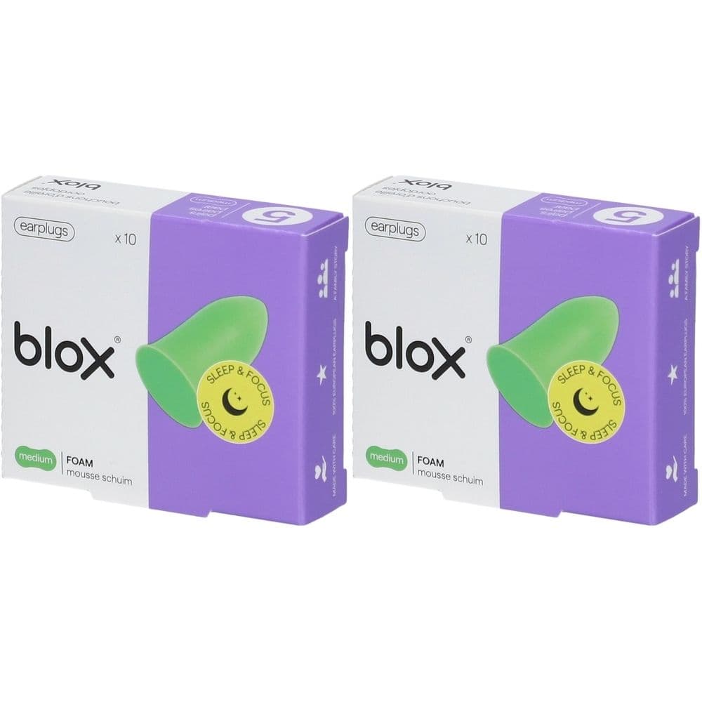 blox® Gamme Sleep & Focus - Mousse Medium Verte 2x5x2 pc(s) Bouchons D'Oreille