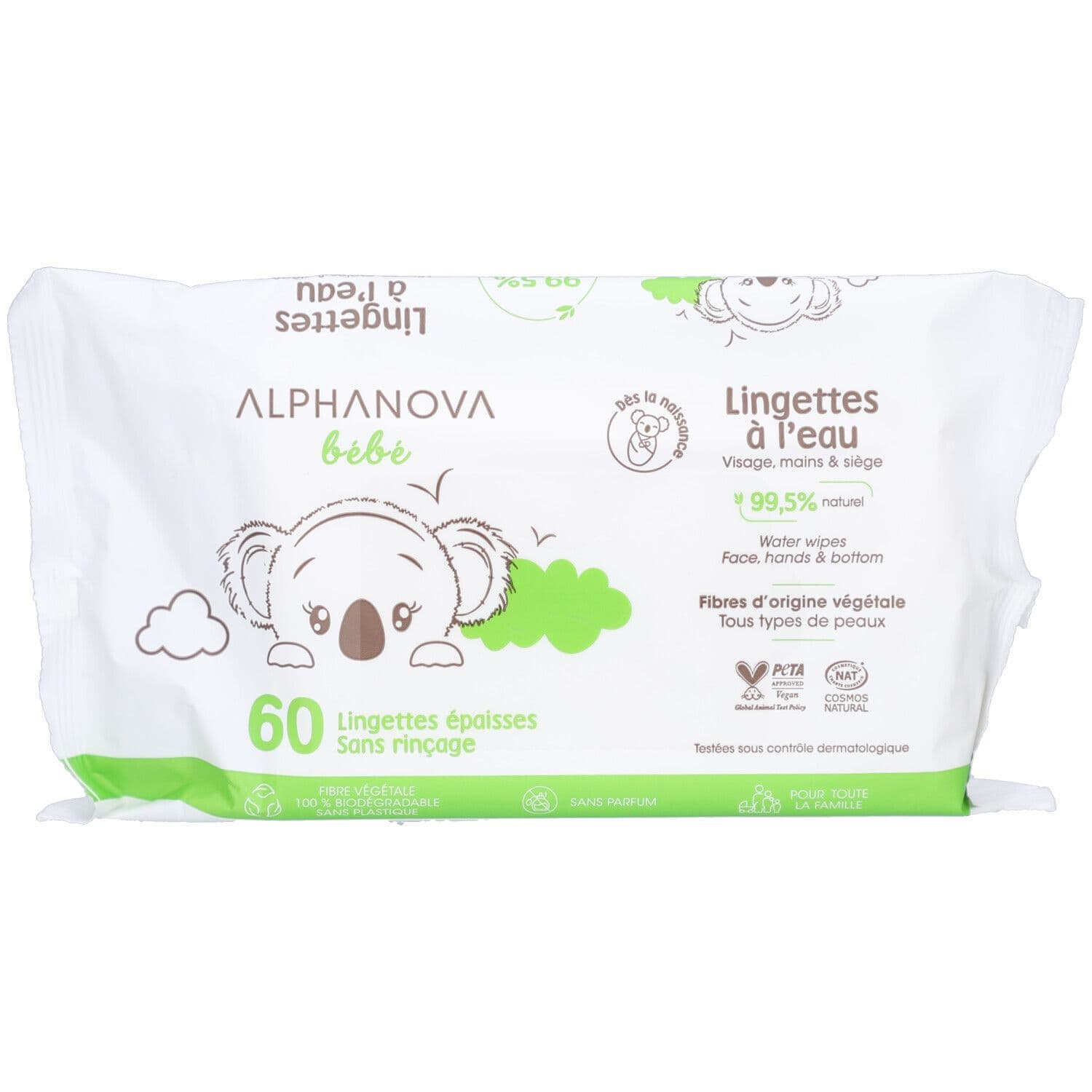 ALPHANOVA Lingettes à l’eau sans parfum – sans rinçage 1 pc(s) Lingette(S)