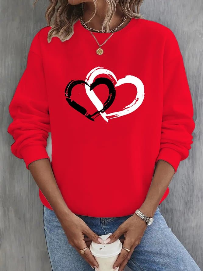 Sweat-shirts Femmes Décontracté Printemps / Automne Coeur/cordé Polyester Quotidien Ample Manches Longues Régulier Régulier