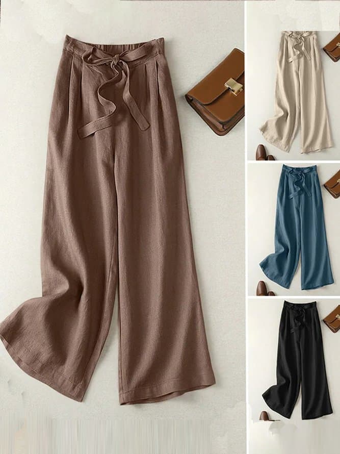 Pantalons Femmes Décontracté Ethnique Printemps / Automne Aucune élasticité Quotidien Coton Et Lin Long Droit Régulier