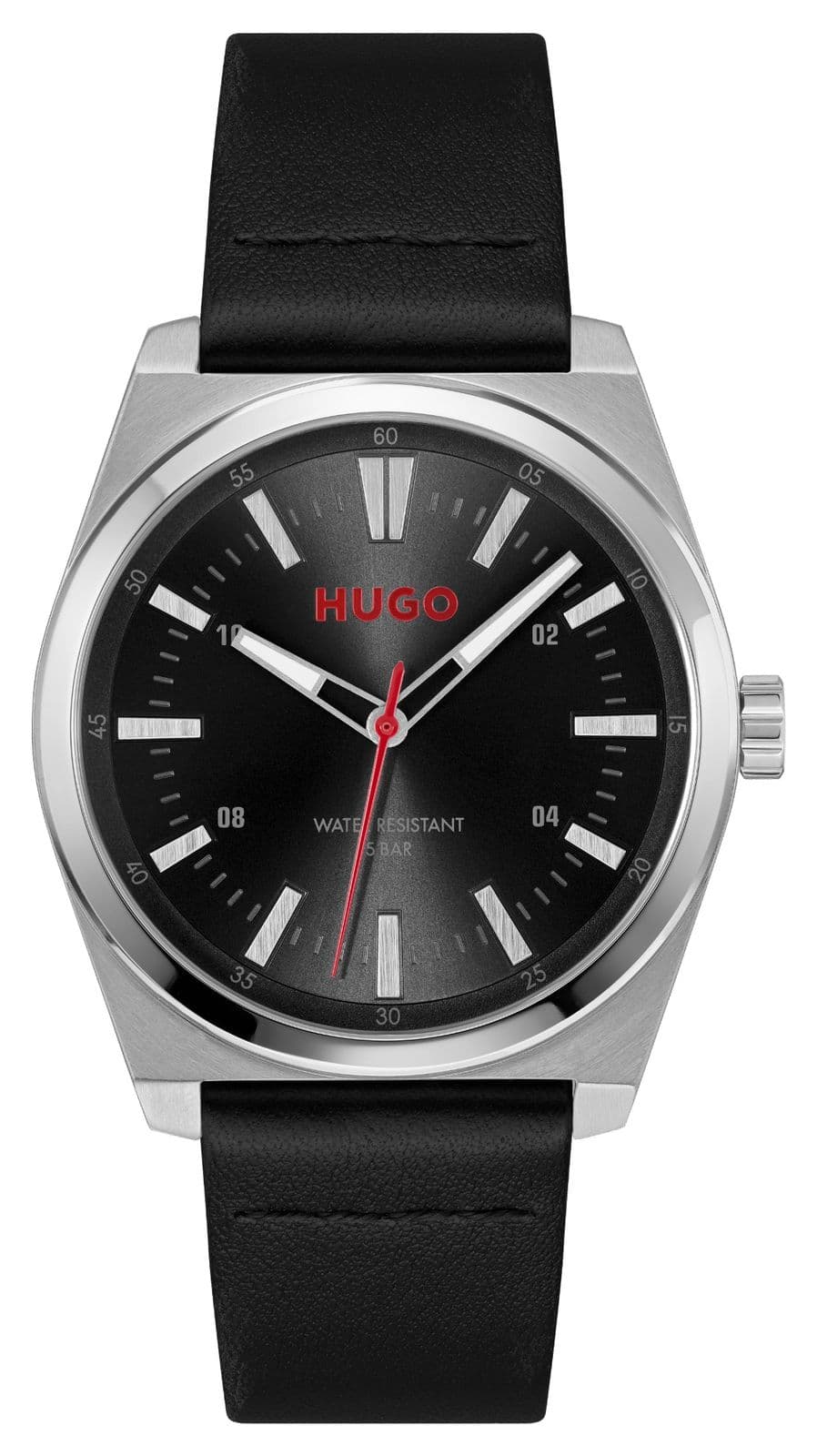 HUGO #ark (40 mm) cadran noir / bracelet en cuir noir montre