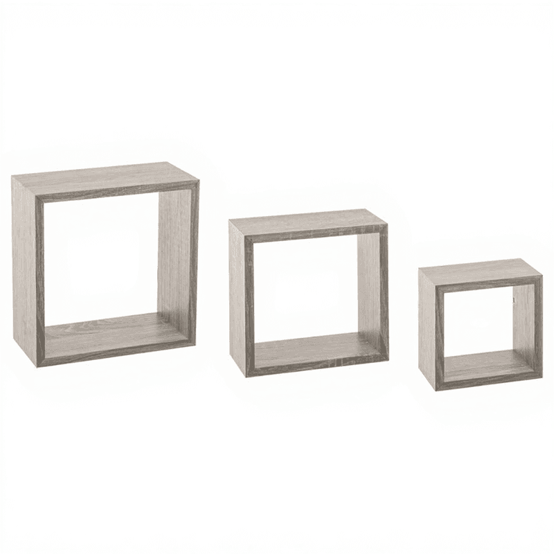 5five Lot de 3 étagères murales Fixy Cube effet chêne gris