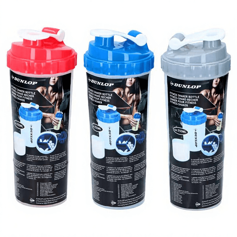 Dunlop Gourde avec paille + shaker protéiné 550 ml 3 modèles assortis