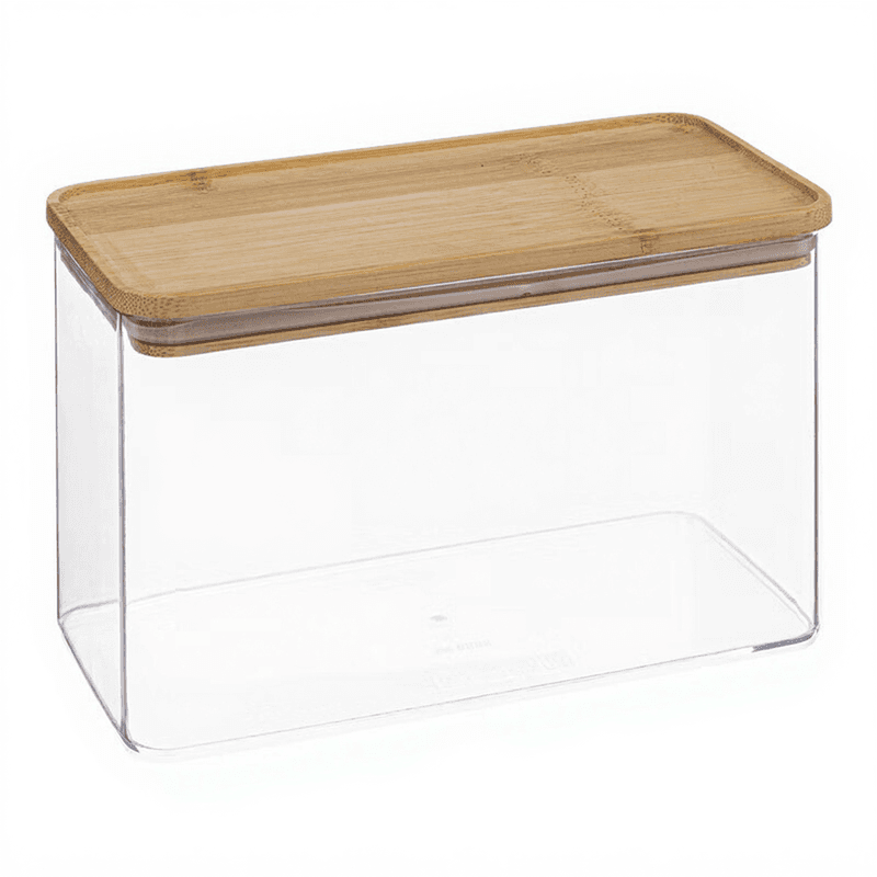 5five Boîte de rangement rectangulaire avec couvercle en bambou 2 L - Transparente