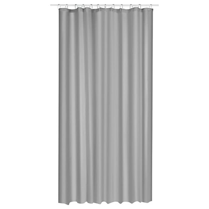 5five Basic & Co Rideau de douche Eva avec 12 anneaux, gris, plastique, L 180 x H 200 cm