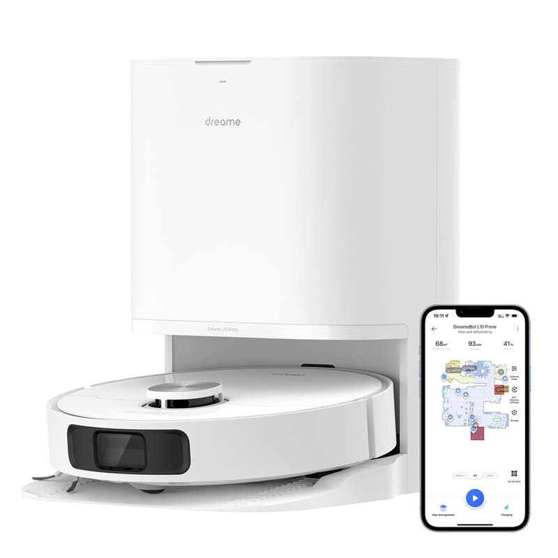 Dreame L10 Prime Robot aspirateur laveur avec station automatique, serpillière relevable 7 mm, navigation LDS, aspiration 4000 Pa, blanc