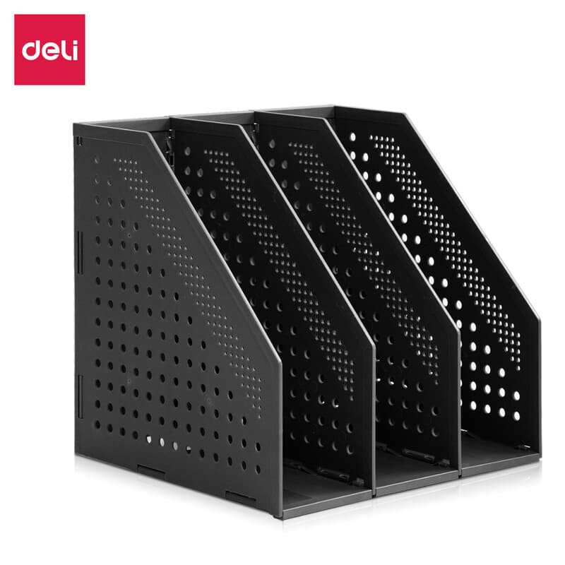 Deli Organisateur de dossiers à trois volets, rangement de bureau, gris foncé, 1 unité