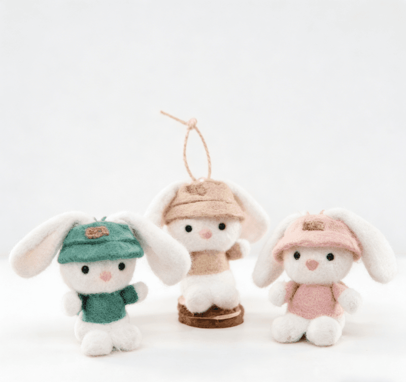 Porte-clés à pendentif lapin à longues oreilles en peluche 11 cm (Sélection aléatoire)