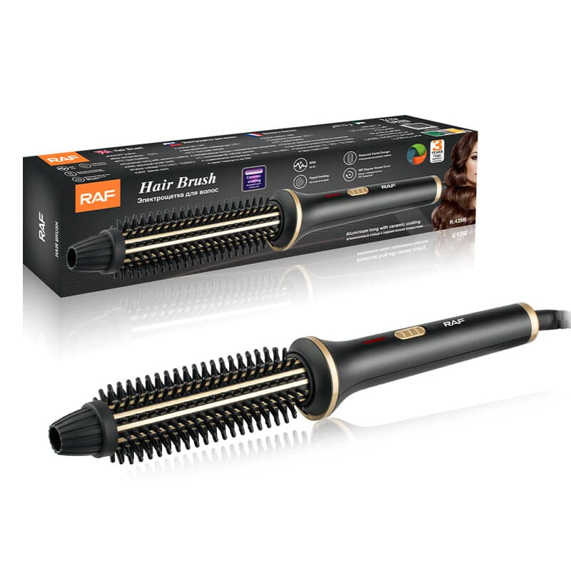 RAF Brosse à cheveux bouclante 2-en-1, 60 W, chauffe rapide PTC, lisseur revêtu de céramique, pour femmes, coiffage quotidien à la maison