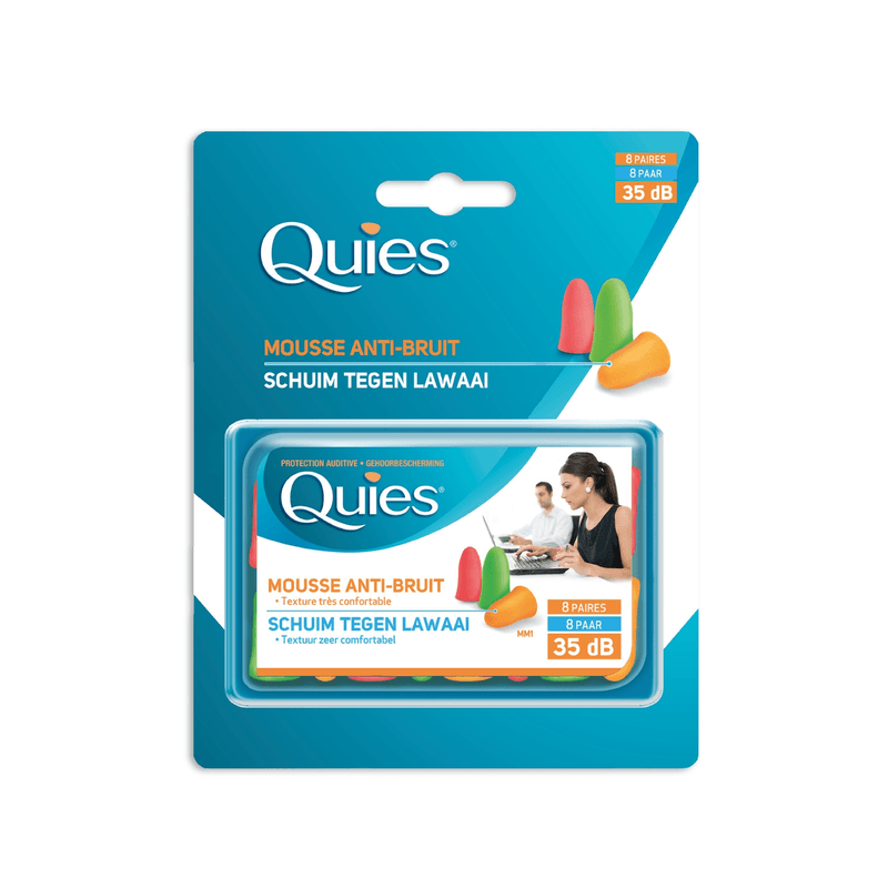 QUIES Bouchons d'oreilles en mousse confort fluorescents, 35 dB, 8 paires