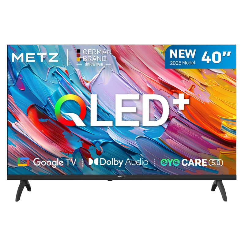 METZ 40MQF7000Z TV 40 pouces (102 cm) QLED HD Google TV 2025, HDR10 & HLG, Dolby Audio, protection des yeux (faible lumière bleue)