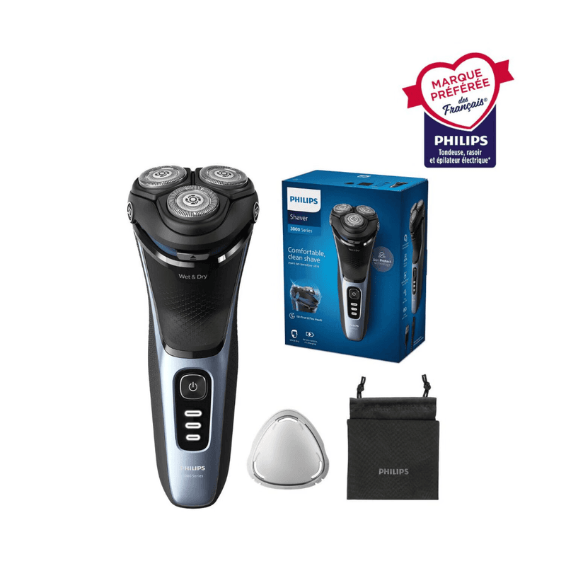 Philips Series 3000 S3243/12 Rasoir électrique avec têtes 5D Pivot & Flex, 27 lames PowerCut auto-affûtées, utilisation humide & sèche, tondeuse