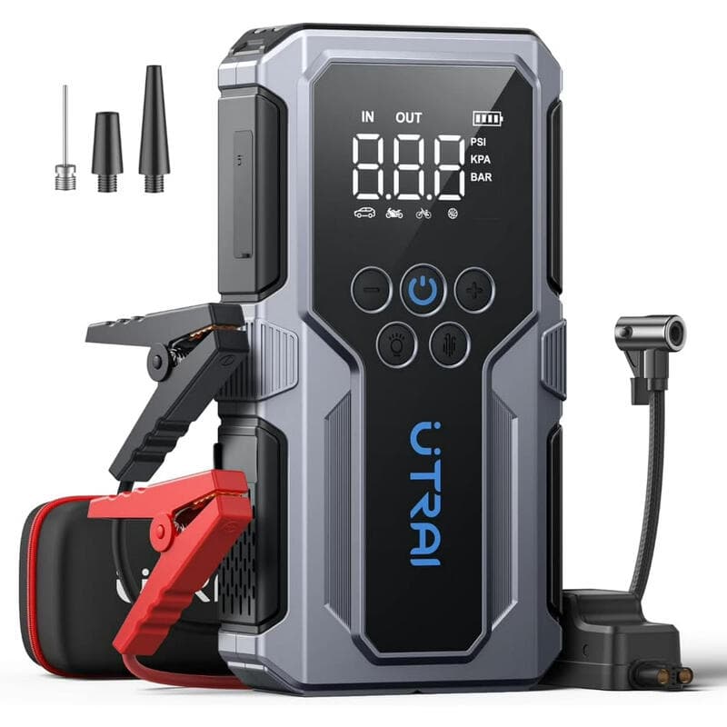 UTRAI JS-9 3000A Booster de démarrage pour voiture avec compresseur d'air 150 PSI, batterie externe QC 18 W, chargeur de batterie de voiture 12 V,