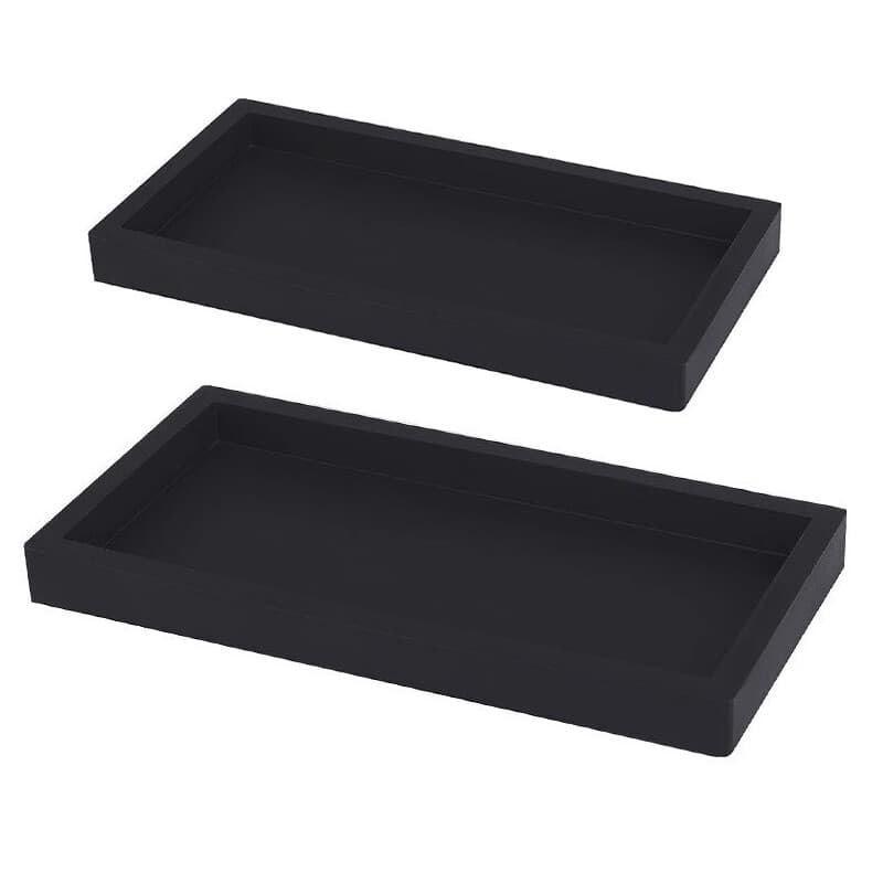 JORDAN&JUDY Lot de 2 plateaux de salle de bain en silicone (grand + petit) - Noir