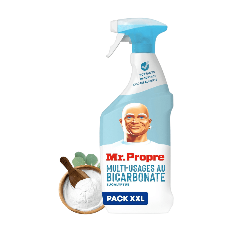 Mr. Propre Spray Nettoyant Multi-Usages, Grand Format 800ml, Parfum Eucalyptus avec du Bicarbonate de Soude, Élimine Jusqu’à 99.99% De La Saleté