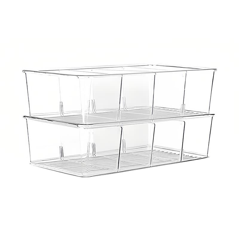 JORDAN&JUDY Boîte de rangement compartimentée en matériau PET, transparente, organiseur de bureau pour snacks, café et sachets de thé, 26,5 x