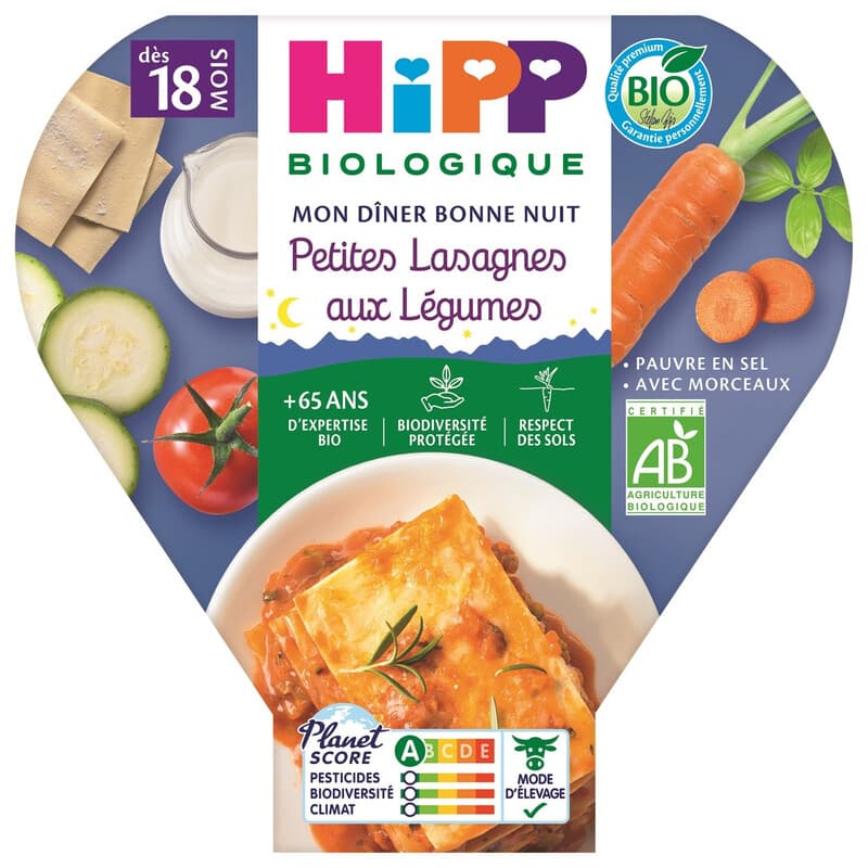 Hipp Bio Petit Lasagnes aux Légumes Repas Bébé Dès 18 Mois 260 g