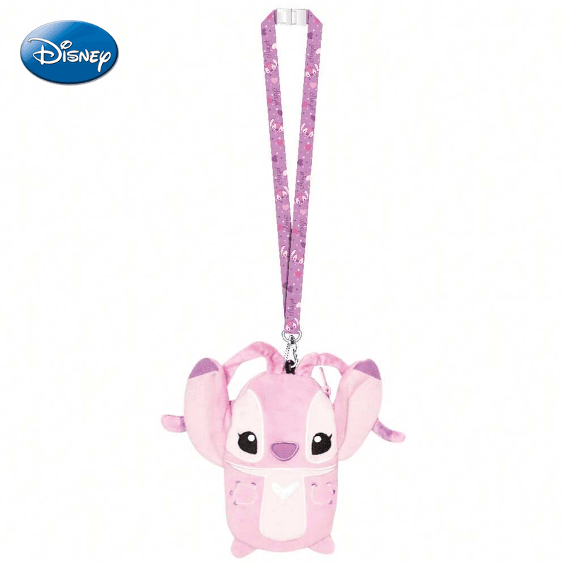 Disney Porte-badge en peluche Stitch Angel avec tour de cou, sous licence officielle