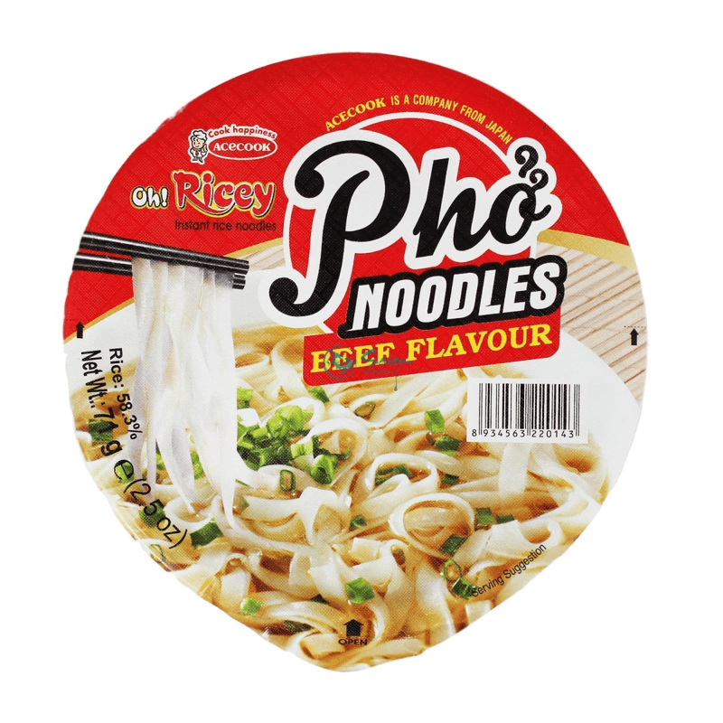 ACECOOK Oh Ricey Nouilles de riz instantanées saveur bœuf - 71 g