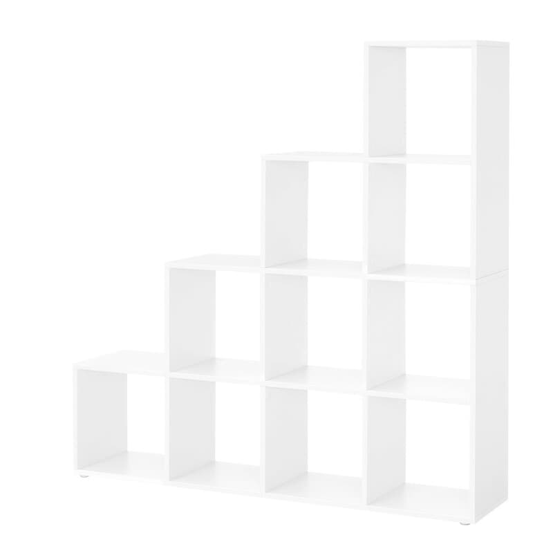 JOYFURNOS Bibliothèque ouverte à 10 cubes – Blanc, 129,5 x 27 x 129,5 cm, organiseur polyvalent pour déco, photos & plantes – idéal pour