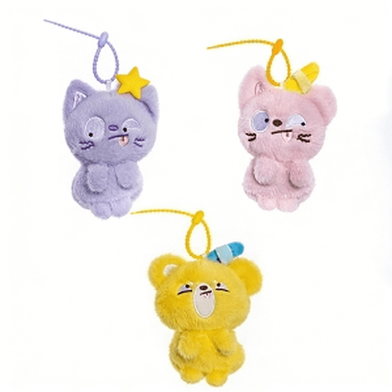 Porte-clés en peluche chat malin 14 cm (Modèle aléatoire)