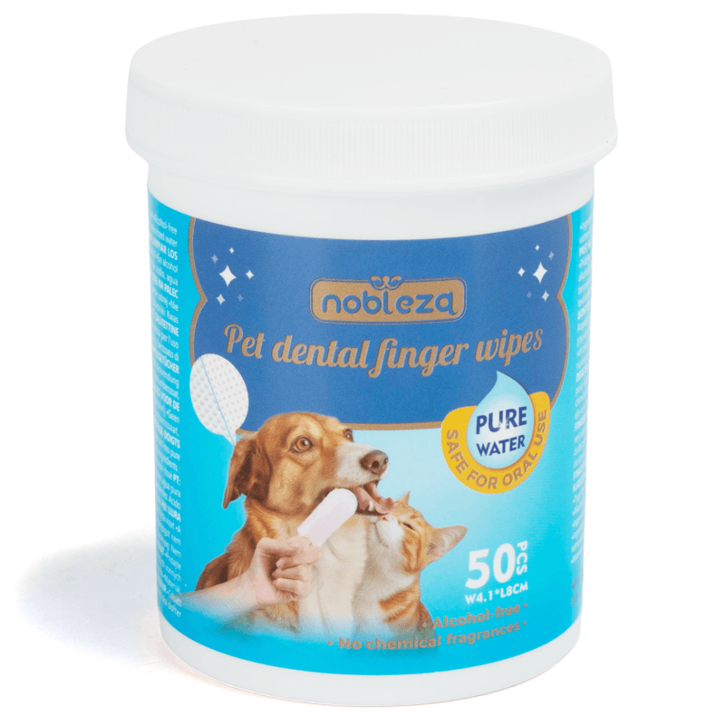 NOBLEZA Lot de 50 lingettes dentaires pour animaux de compagnie