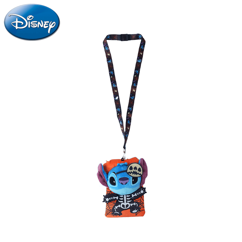 Disney Porte-badge en peluche Stitch avec tour de cou thème Halloween, sous licence officielle