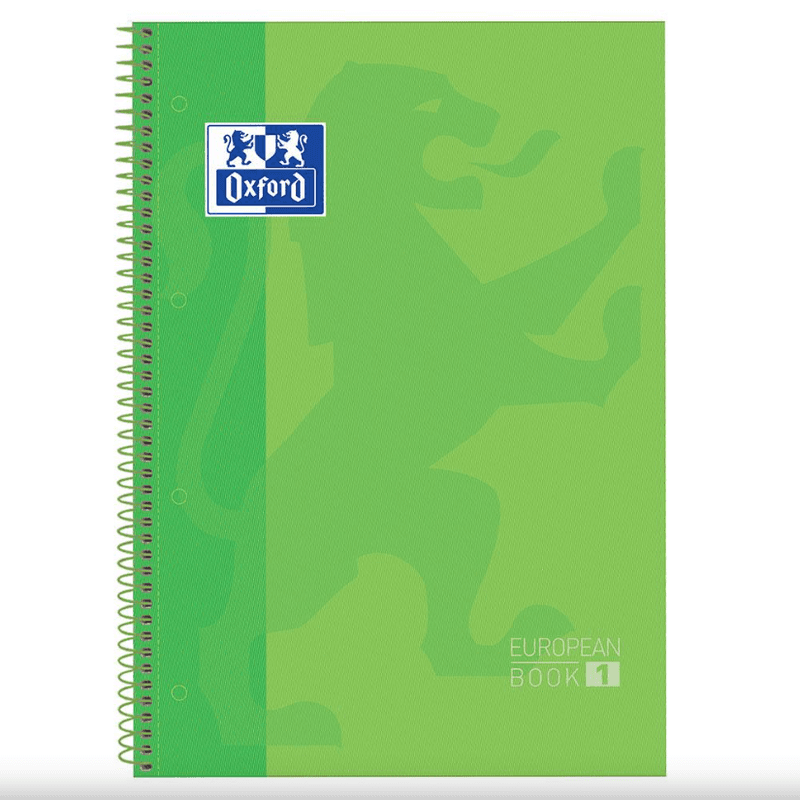 OXFORD Europeanbook 1 Touch Cahier quadrillé 5x5 à spirale A4+ 80 pages - Vert