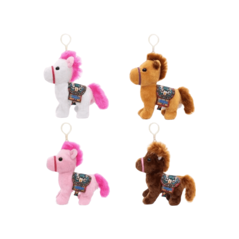 Porte-clés en peluche petit cheval mignon 13 cm (Modèle aléatoire)
