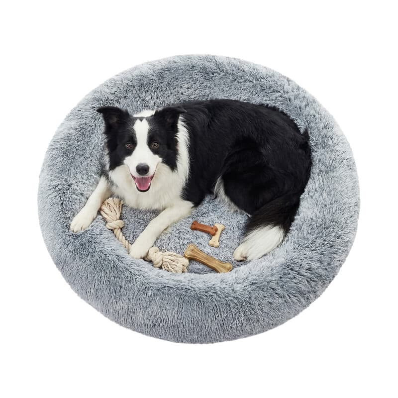 Lit donut pour chien avec housse amovible et lavable gris clair - Ø 100 cm