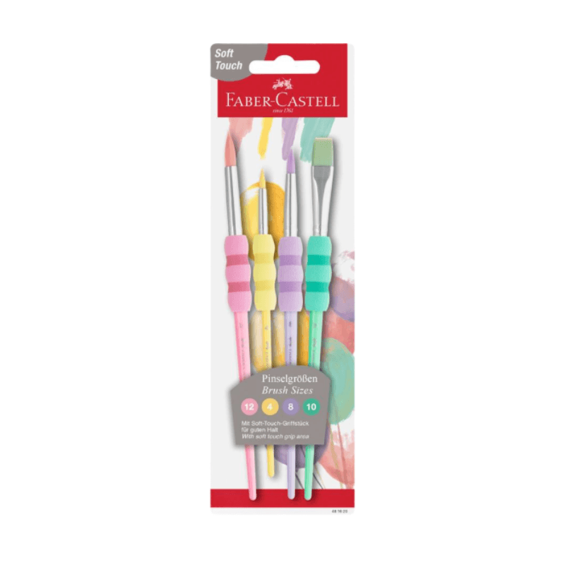 Faber-Castell Soft Touch Lot de 4 pinceaux, couleurs pastel