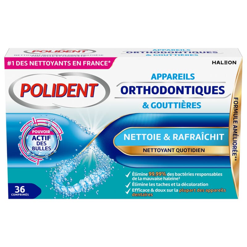 POLIDENT Comprimés de nettoyage orthodontiques, Active Power 36, 36 comprimés