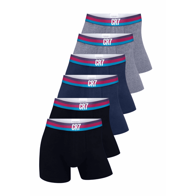 CR7 Lot de 6 boxers courts Noir/Bleu marine/Gris