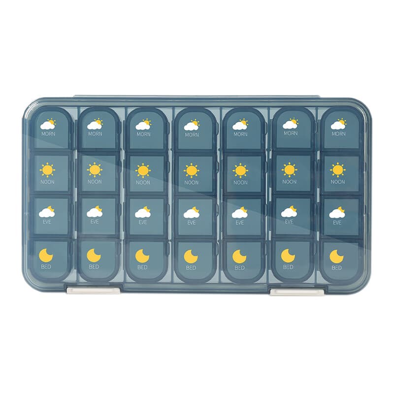 JORDAN & JUDY Organisateur de pilules hebdomadaire portable étanche de 28 compartiments - Bleu