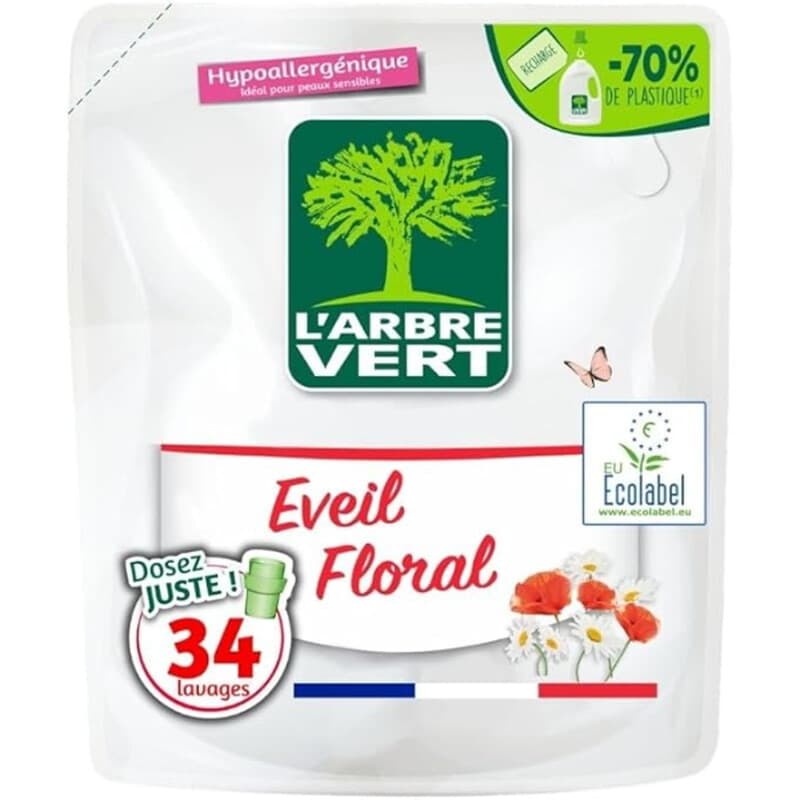 L'Arbre Vert Ecolabel Detergent Lessive Hypoallergénique Recharge 1,53 L