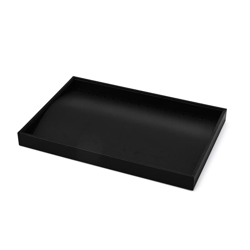 Oirlv Plateau de présentation en cuir PU, organisateur de bijoux noir, présentoir pour bagues, boucles d'oreilles, colliers et bracelets,