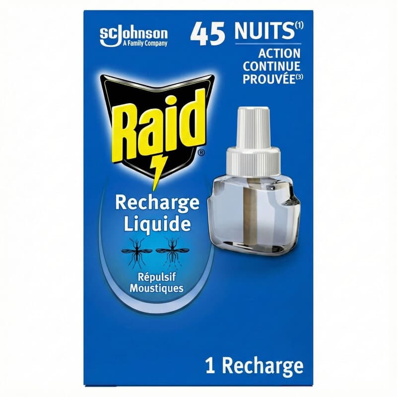 Raid Max Recharge de répulsif liquide anti-moustiques sans parfum à action continue 32 ml