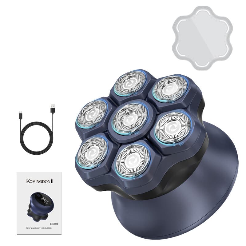 Komingdon Rasoir électrique pour tête homme, étanche et rechargeable, adapté au rasage à sec et humide, idéal pour raser le crâne et la tête