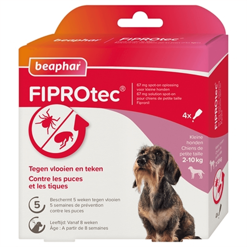 Beaphar FiproTec Spot-On pour petits chiens 2-10 kg - 4 x 0,67 ml, 3+1 pipettes