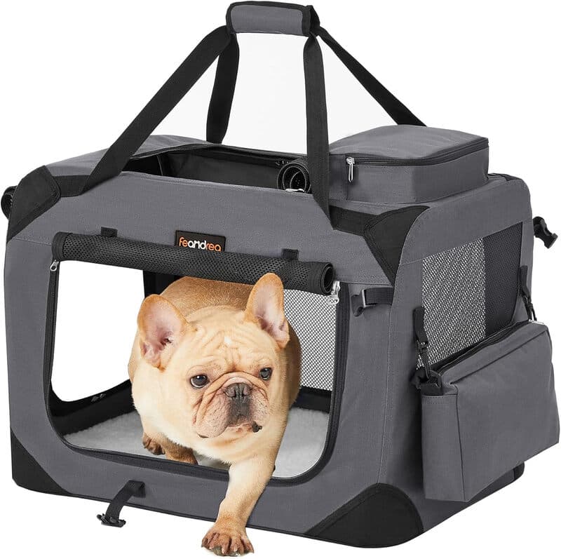 SONGMICSHOME FEANDREA Sac de transport pliable pour chien, 60 x 42 x 42 cm - Gris