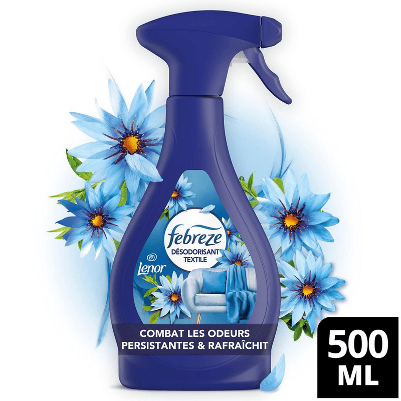 Febreze Spray Désodorisant Textile 500ml, Envolée d'Air de Lenor, Combat Les Odeurs Emprisonnées Dans Les Tissus, Laisse Un Parfum Frais